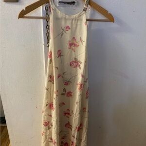 Valentino Floral Maxi Dress in Cream and Pink, Sz 42/ US Sz 6